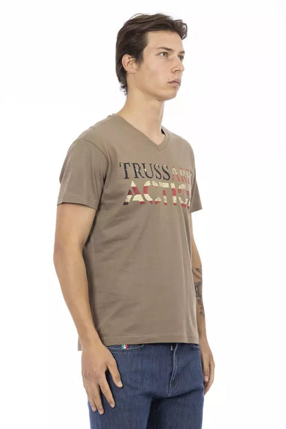 Brown Cotton Men T-Shirt