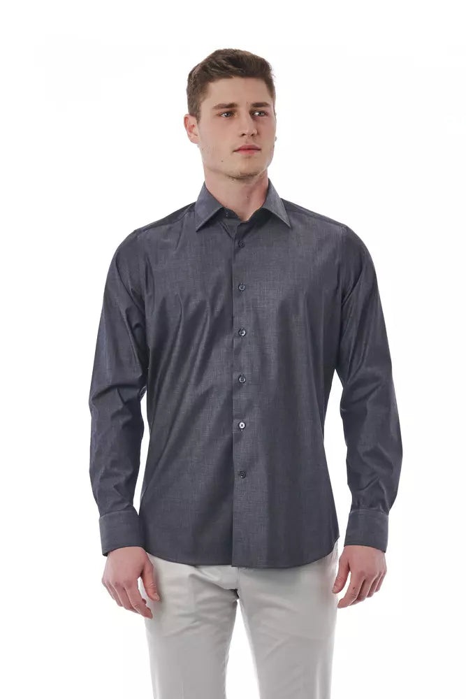 "Gray Cotton Men's Shirt"