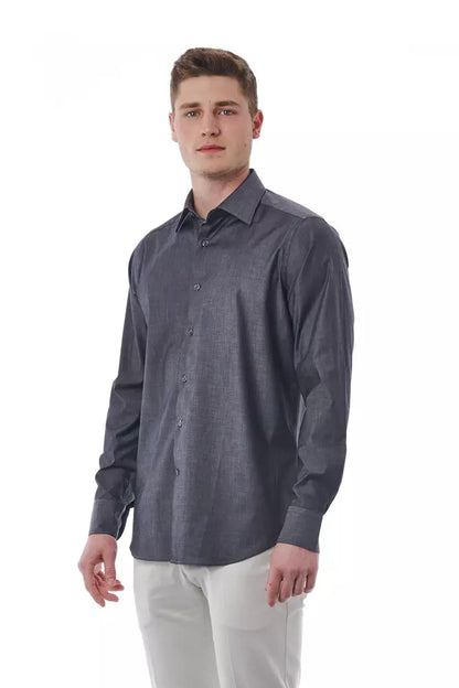 "Gray Cotton Men's Shirt"