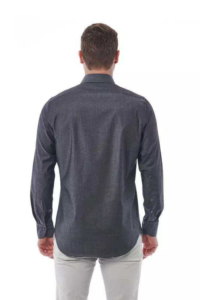 "Gray Cotton Men's Shirt"