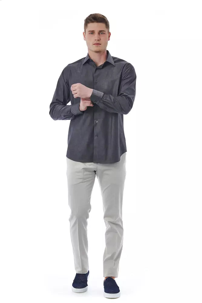 "Gray Cotton Men's Shirt"