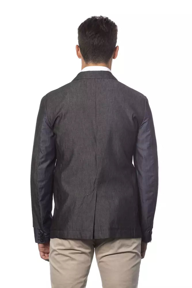 Gray Cotton Men Blazer