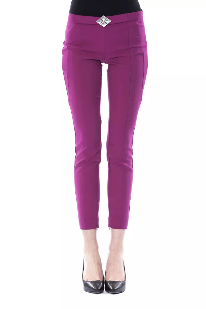 Purple Polyester Women Pants