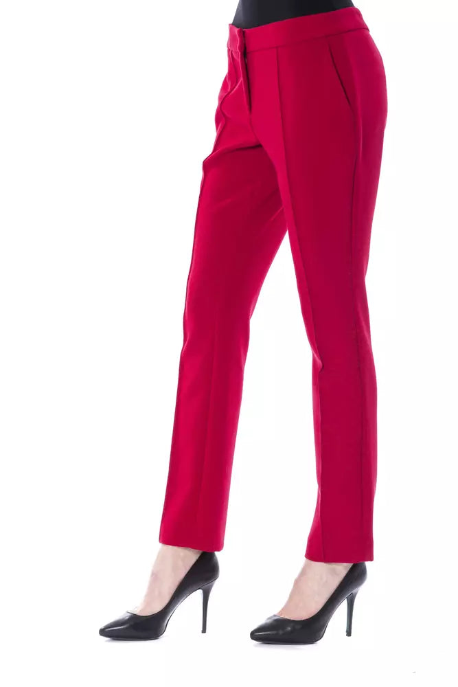 "Fuchsia Polyester Women Pant"