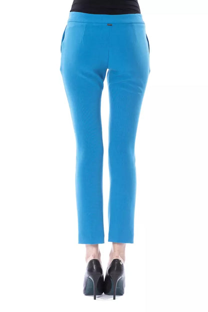 Light Blue Polyester Women Pant