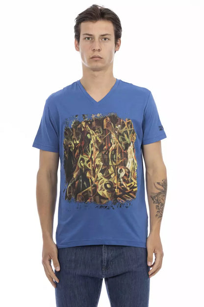 Blue Cotton Men T-Shirt