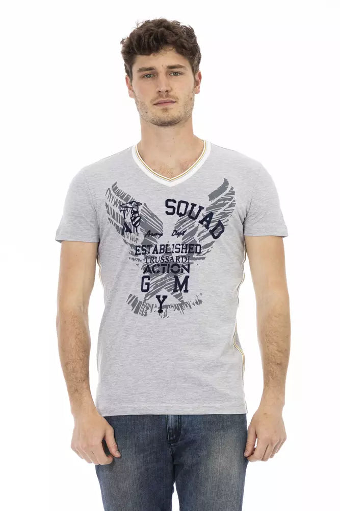 Gray Cotton Men T-Shirt