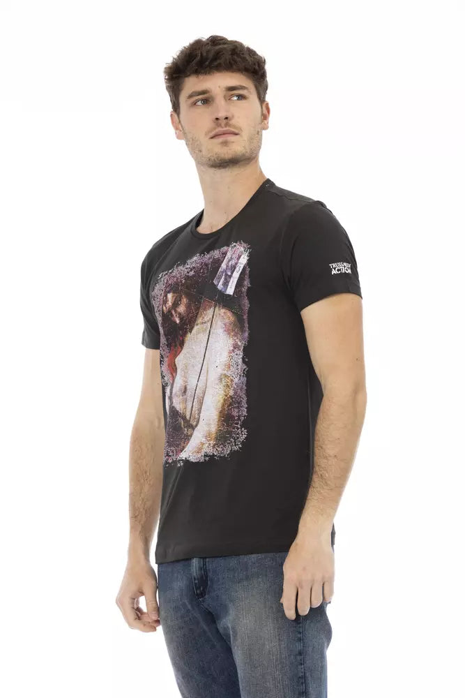 Black Cotton Men T-Shirt