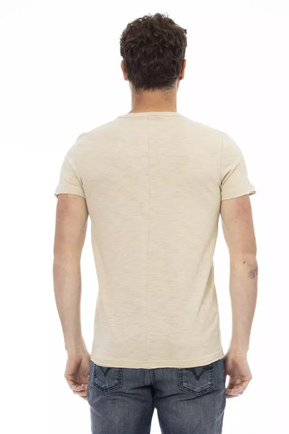 Beige Cotton Men T-Shirt