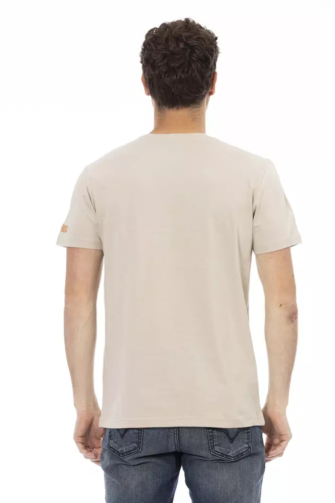 Beige Cotton Men T-Shirt