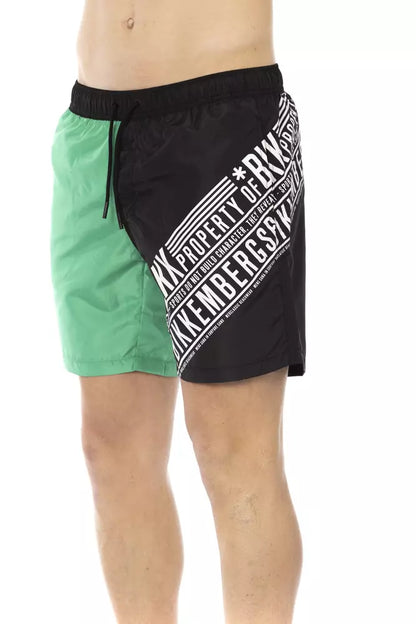 Green Polyester Men's Swim Short