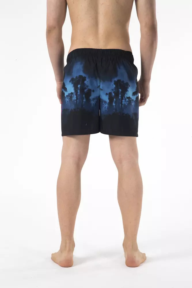 Black Polyester Men Swim Short