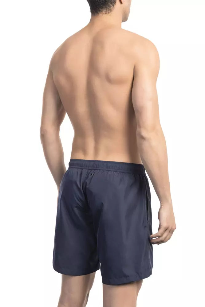 Blue Polyester Men Swimwear