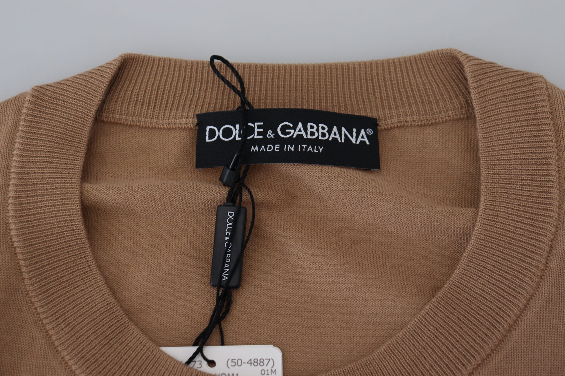 Beige Cashmere Crewneck Pullover Sweater