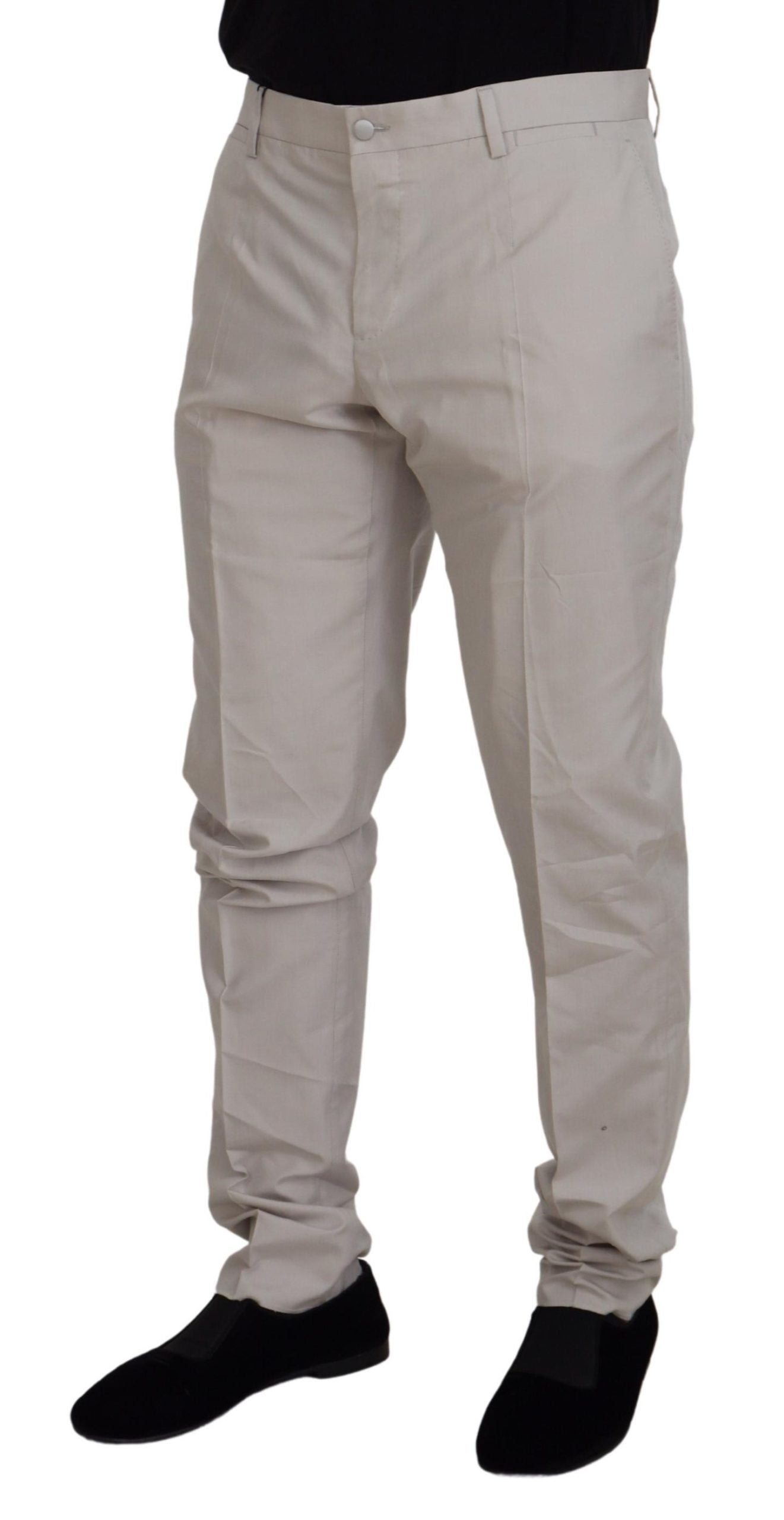 Elegant Off White Silk Blend Trousers