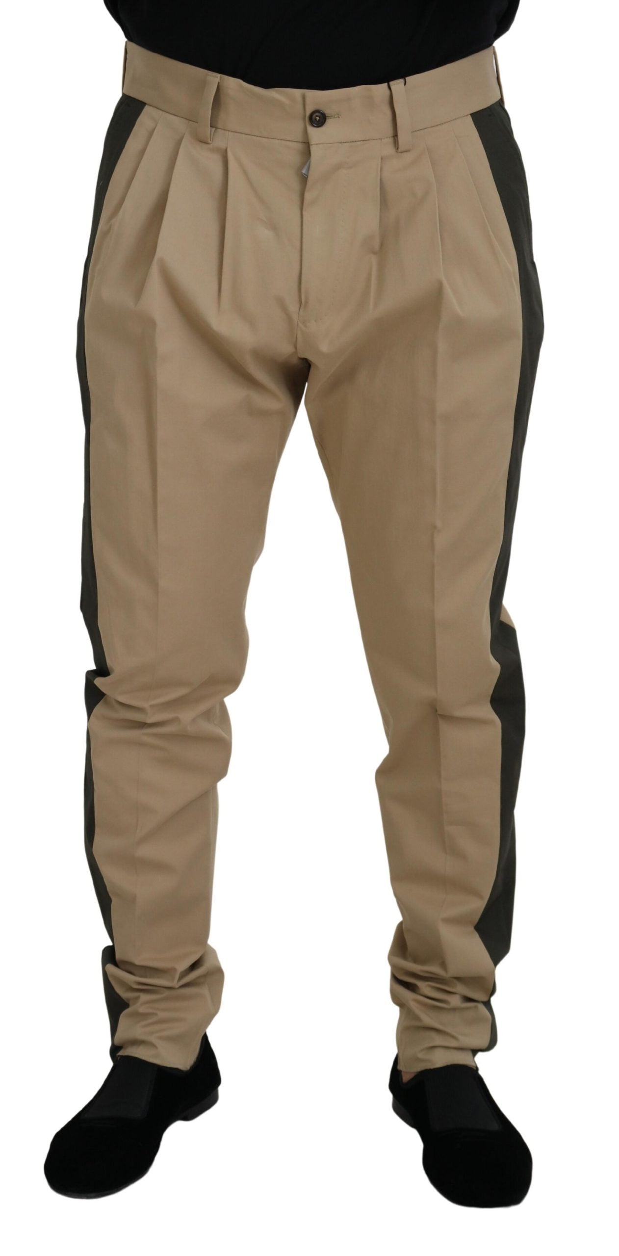 Elegant Bi-Color Cotton Stretch Pants