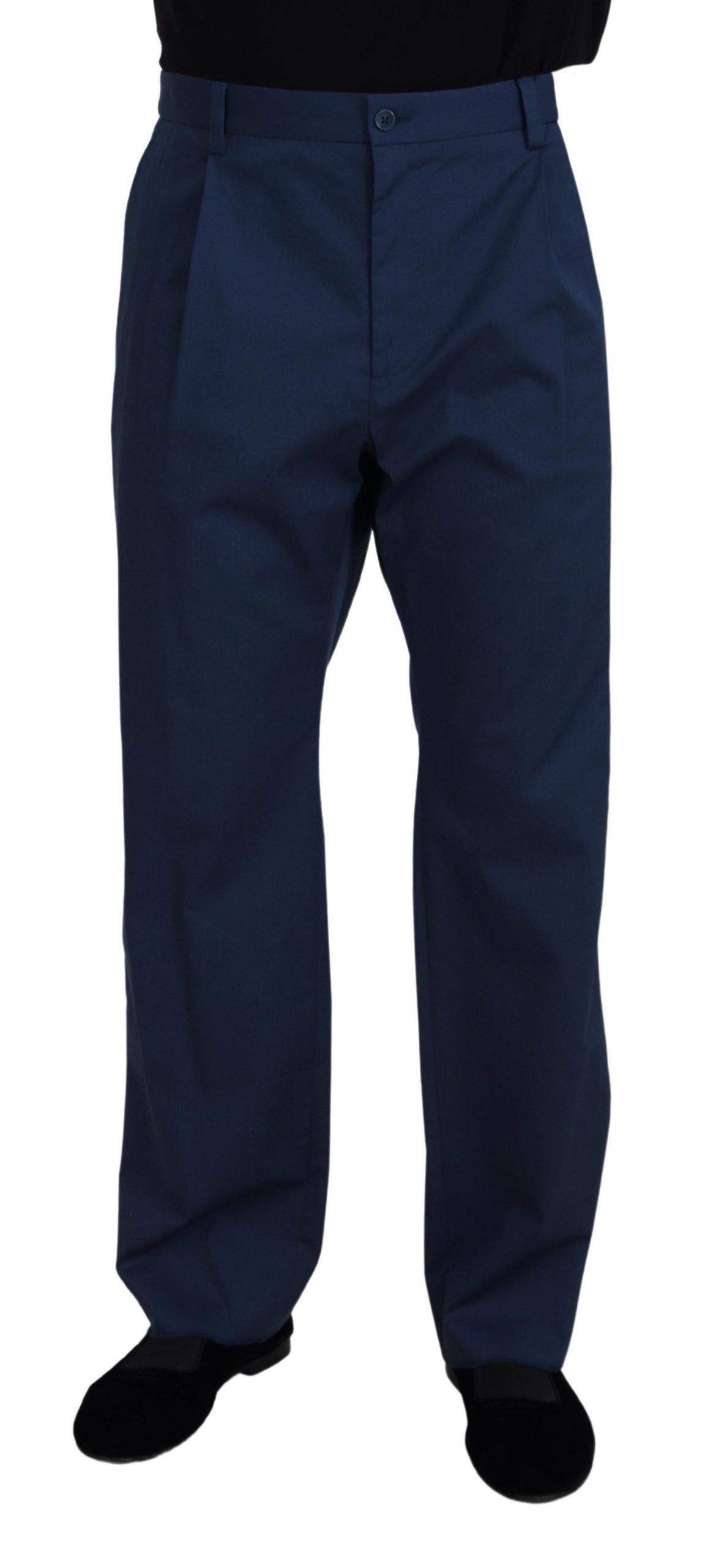 Elegant Blue Cotton Blend Pants for Men