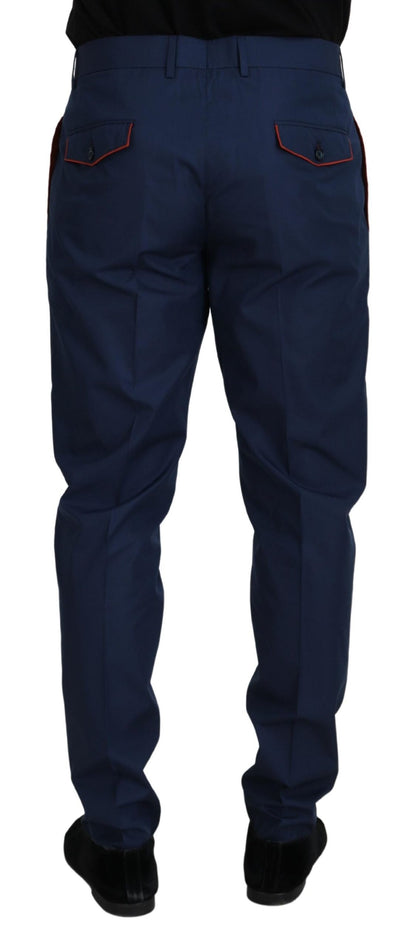 Elegant Blue Cotton Silk Pants