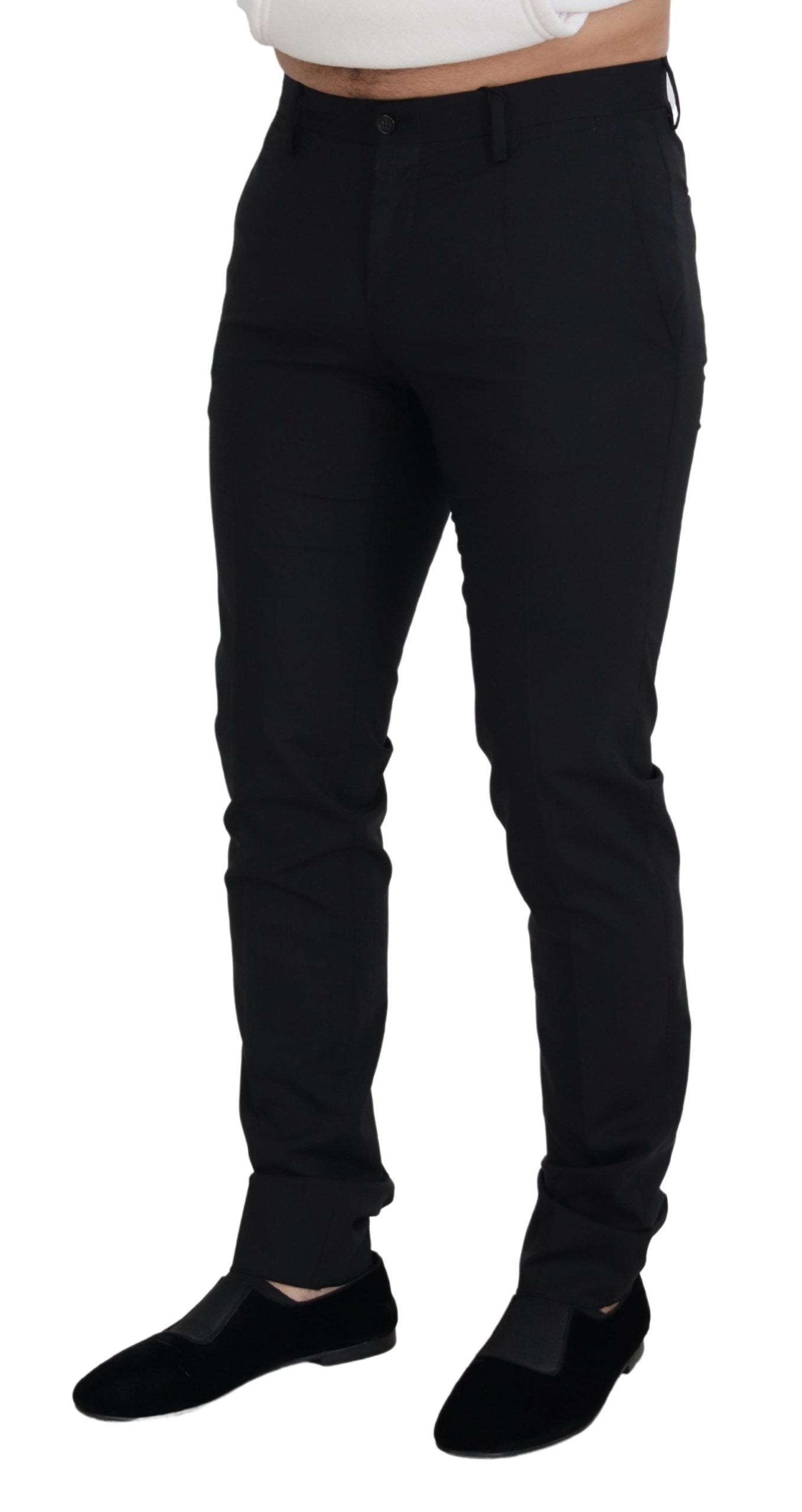 Elegant Black Wool Blend Trousers