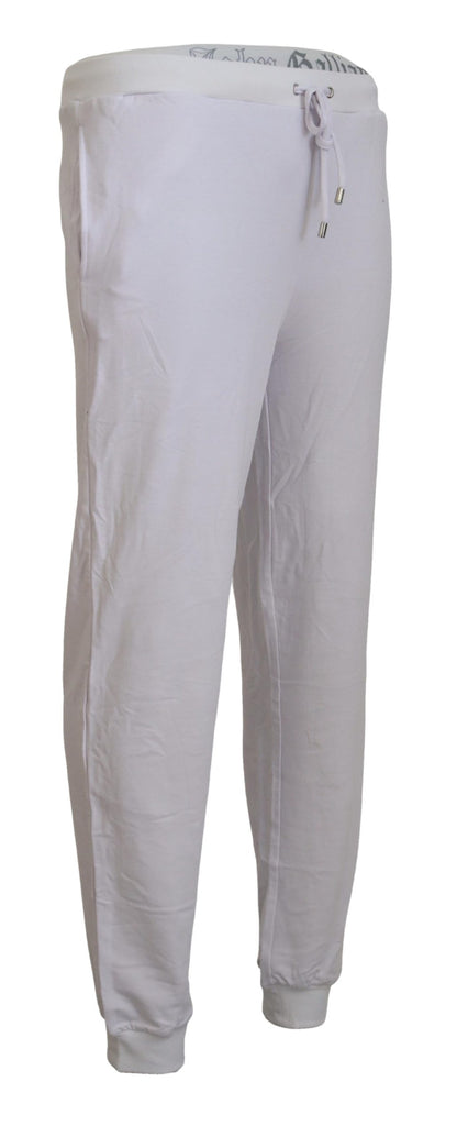 White Cotton Logo Mens Jogger Pants