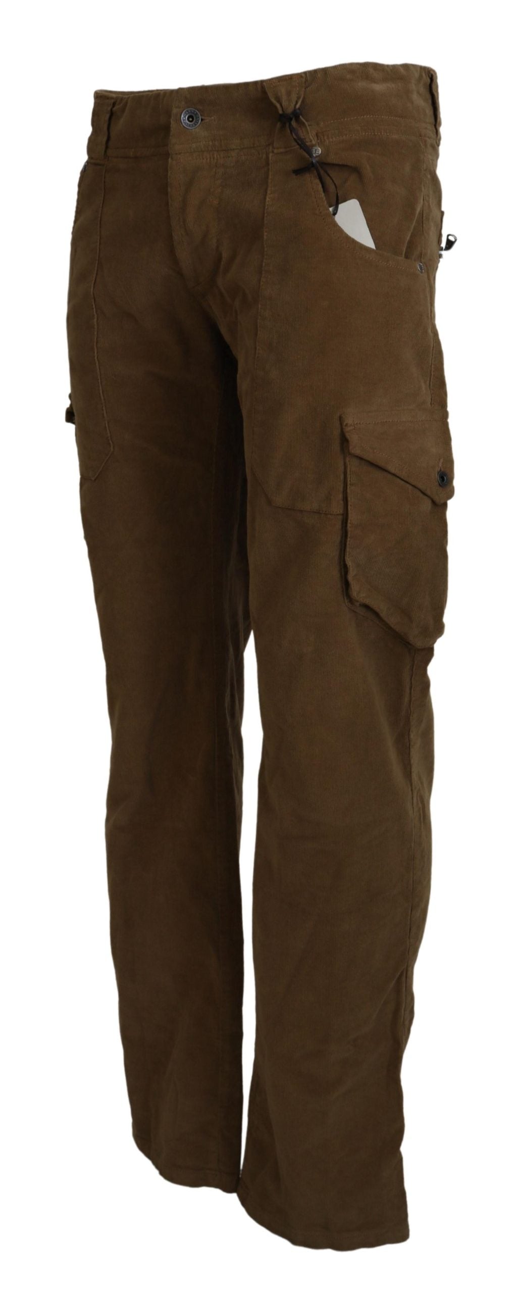 Brown Cotton Corduroy Cargo Pants