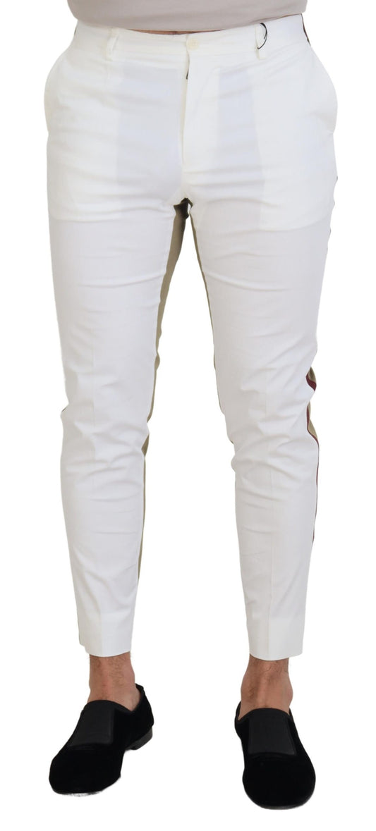 Two-Tone White & Brown Chic Cotton Pants