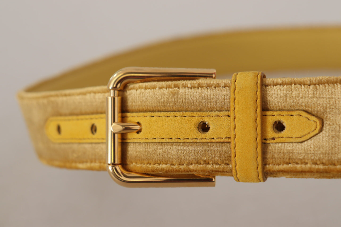 Elegant Velvet Designer Gold-Buckled Belt