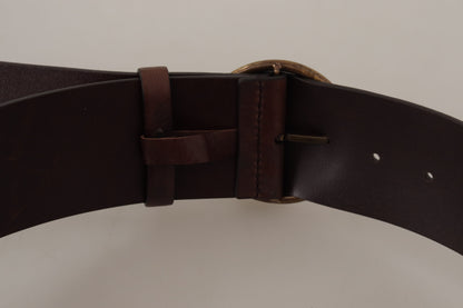 Elegant Leather Belt with Engraved Buckle