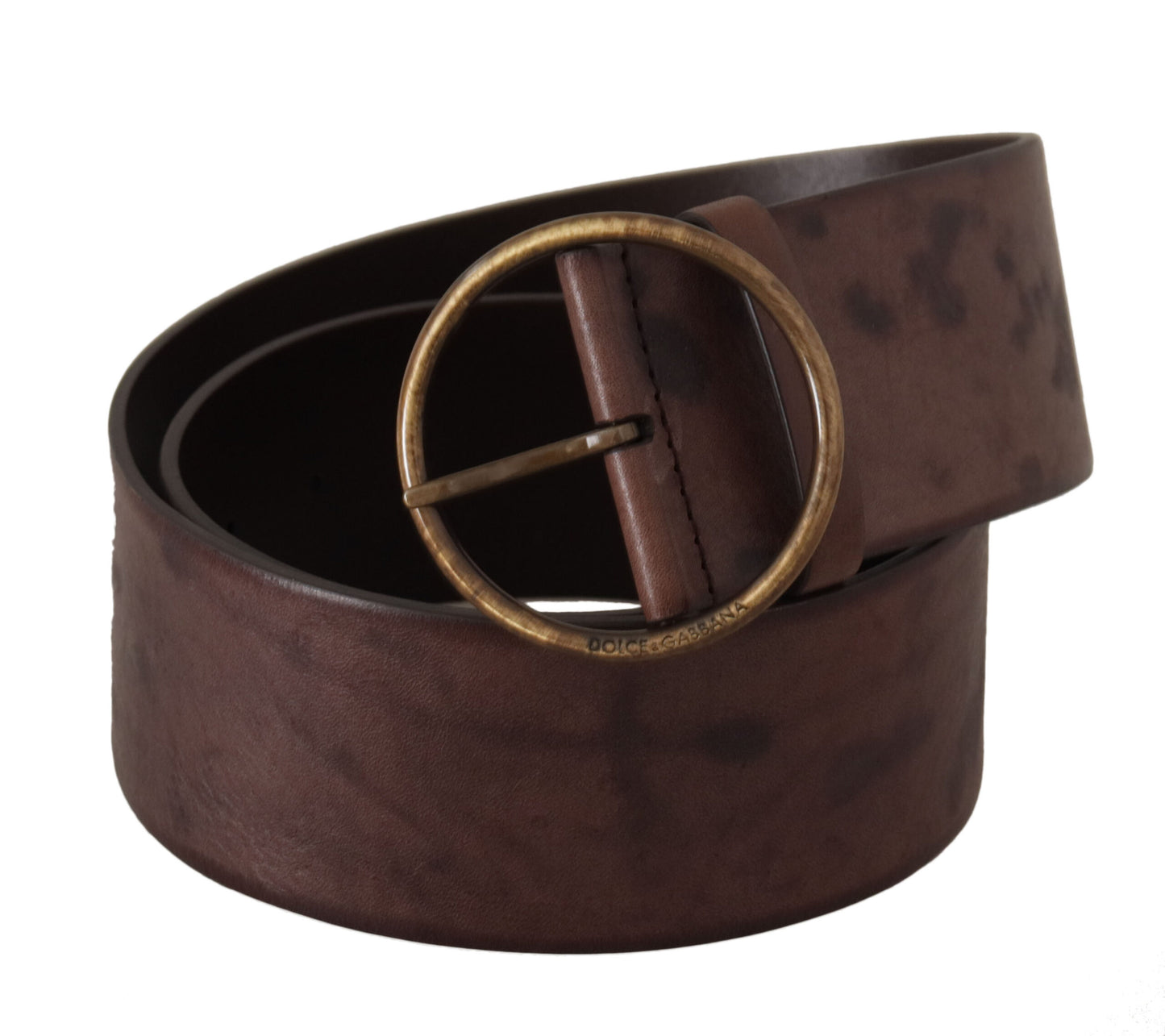 Elegant Dark Brown Leather Belt with Logo Buckle