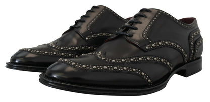 Elegant Studded Black Derby Shoes