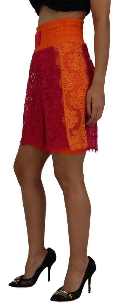 Elegant Lace High-Waist Shorts in Dual-Tones