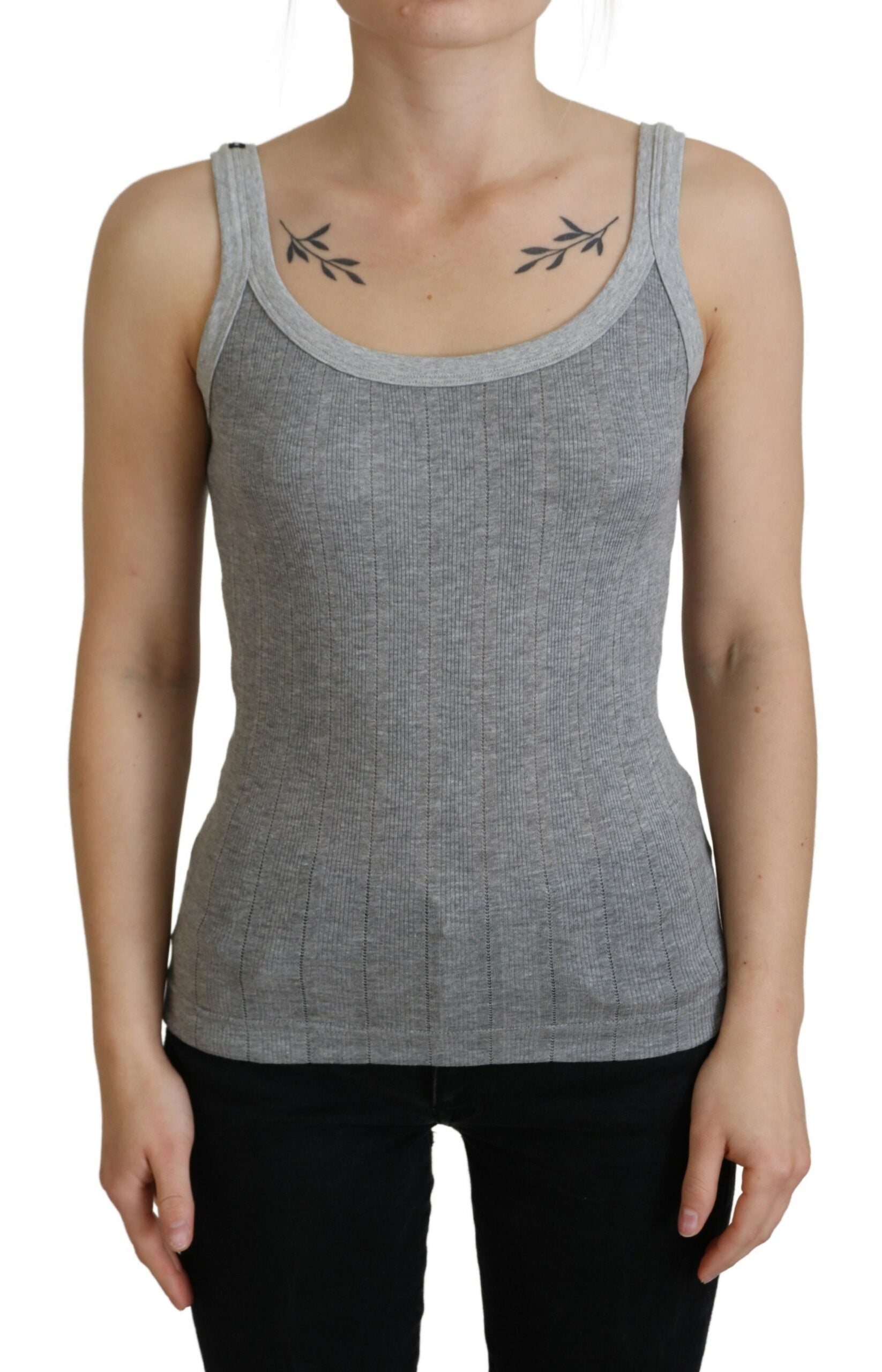 Chic Gray Sleeveless Modal-Cotton Top