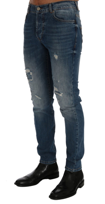 Svelte Italian Denim - Slim Fit Blue Jeans