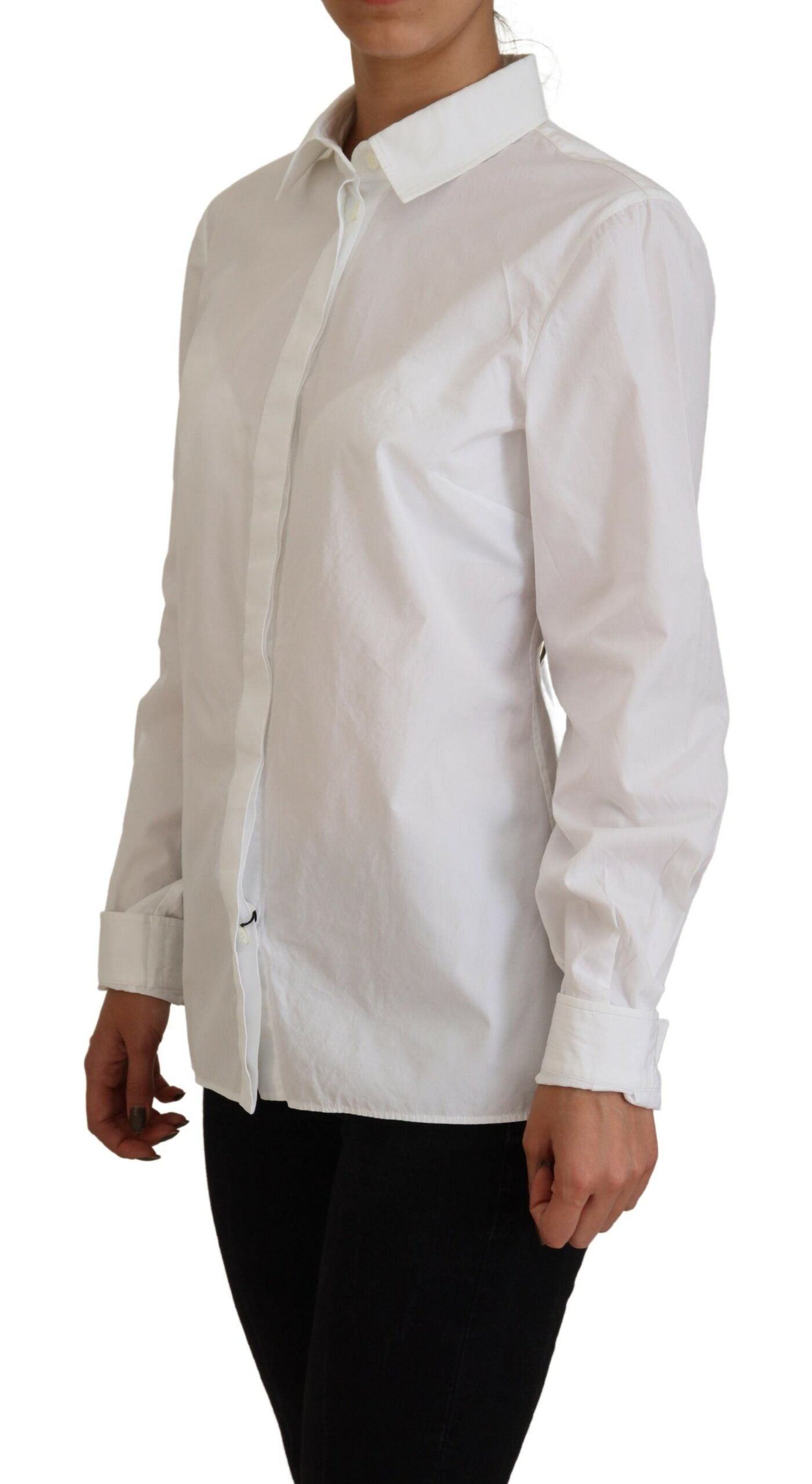 Elegant White Cotton Button-Up Top