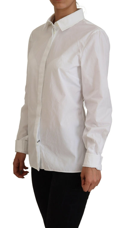 Elegant White Cotton Button-Up Top