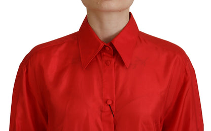 Elegant Silk Collared Long Sleeve Polo Top