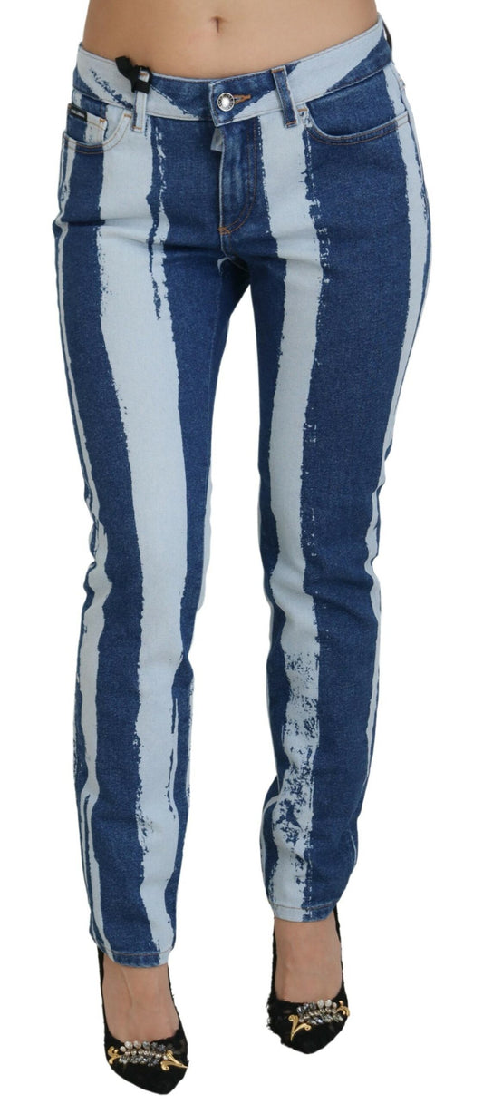 Sleek Striped Slim Fit Italian Jeans