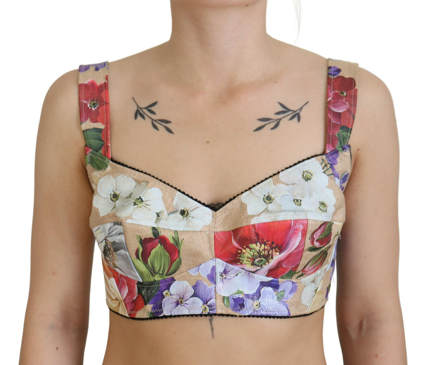 Multicolor Floral Cropped Bustier Corset Top