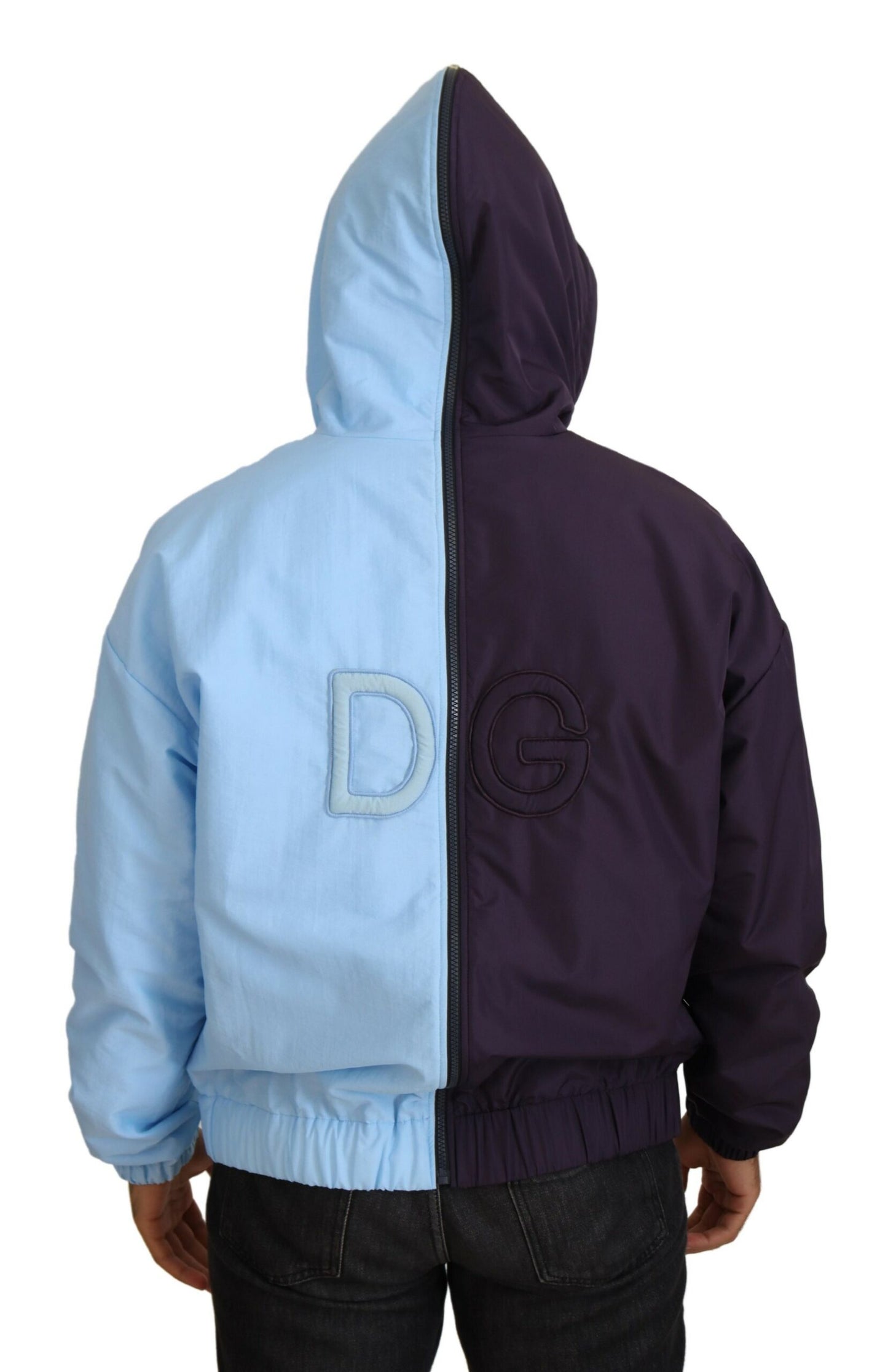 Elegant Hooded Blue Jacket - Full Zipper Closure