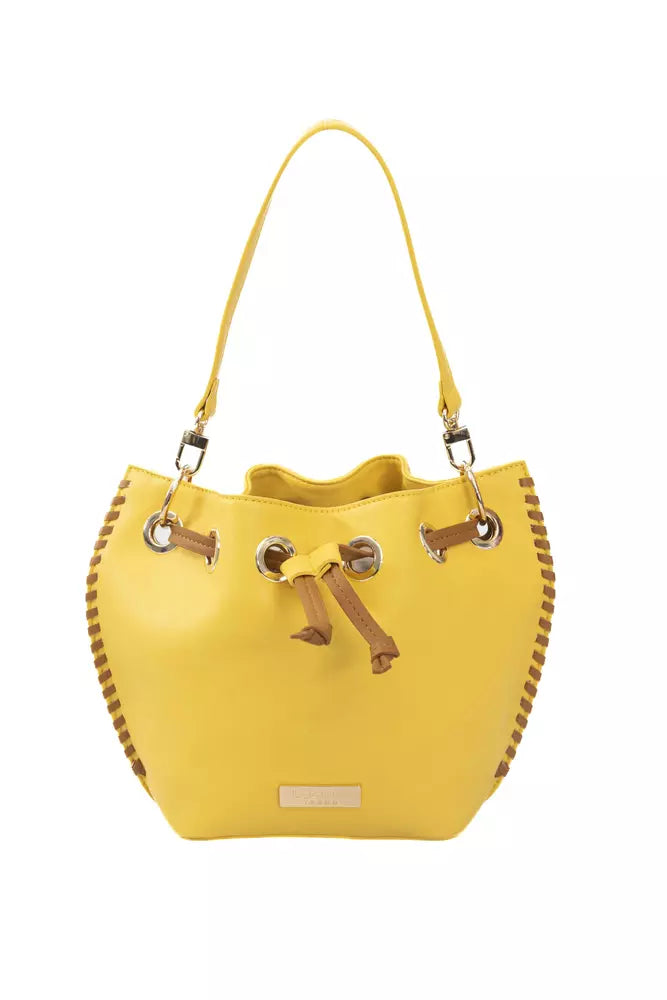 Yellow Polyurethane Women Crossbody Bag