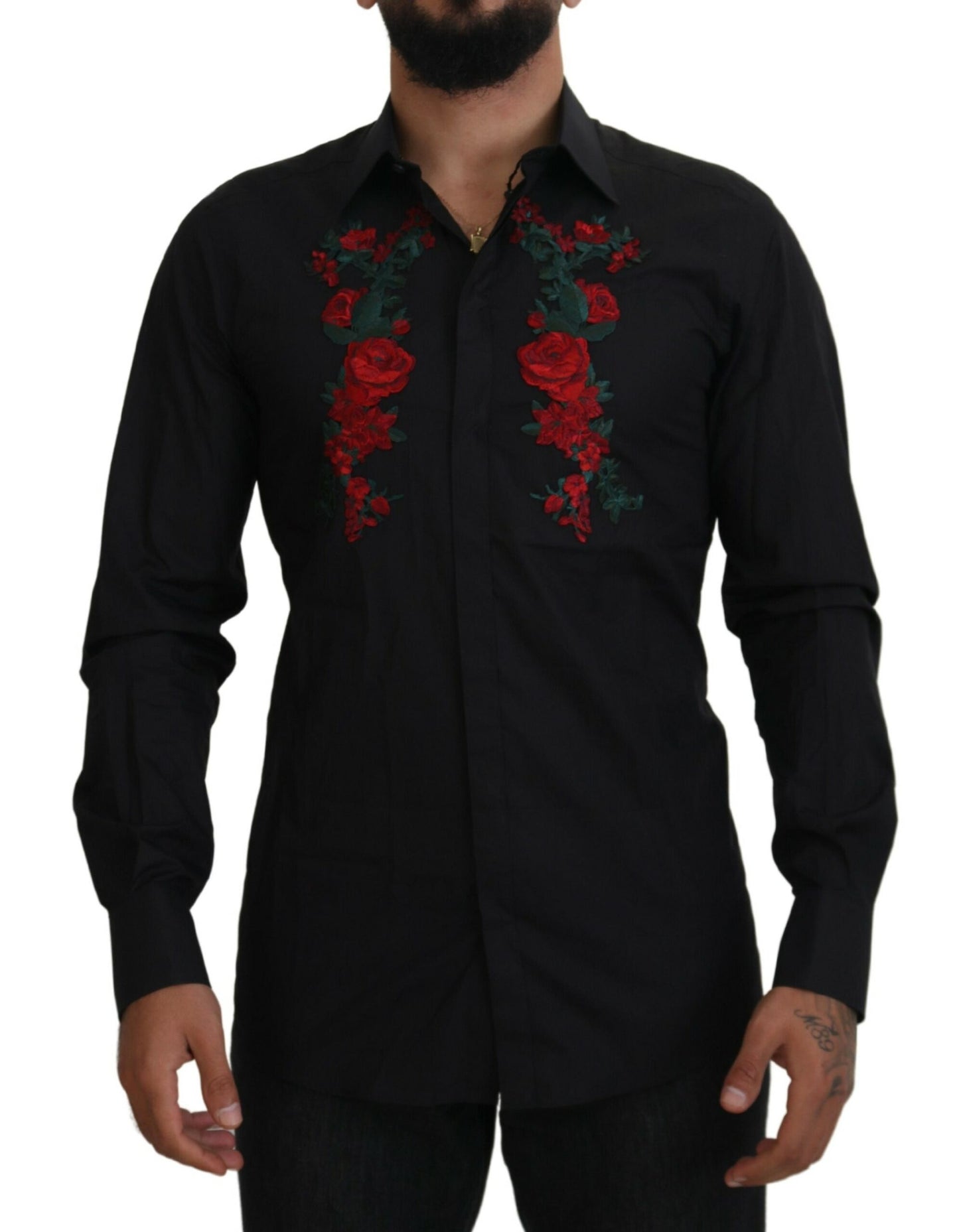 Elegant Floral Embroidered Cotton Shirt