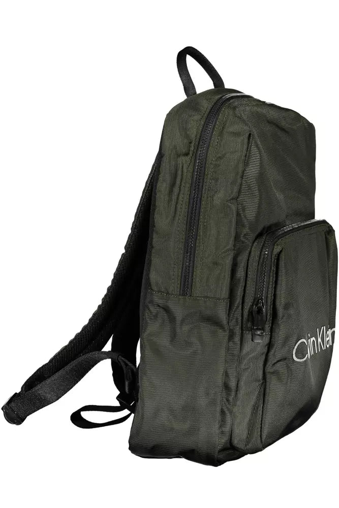 Green Polyester Men Backpack