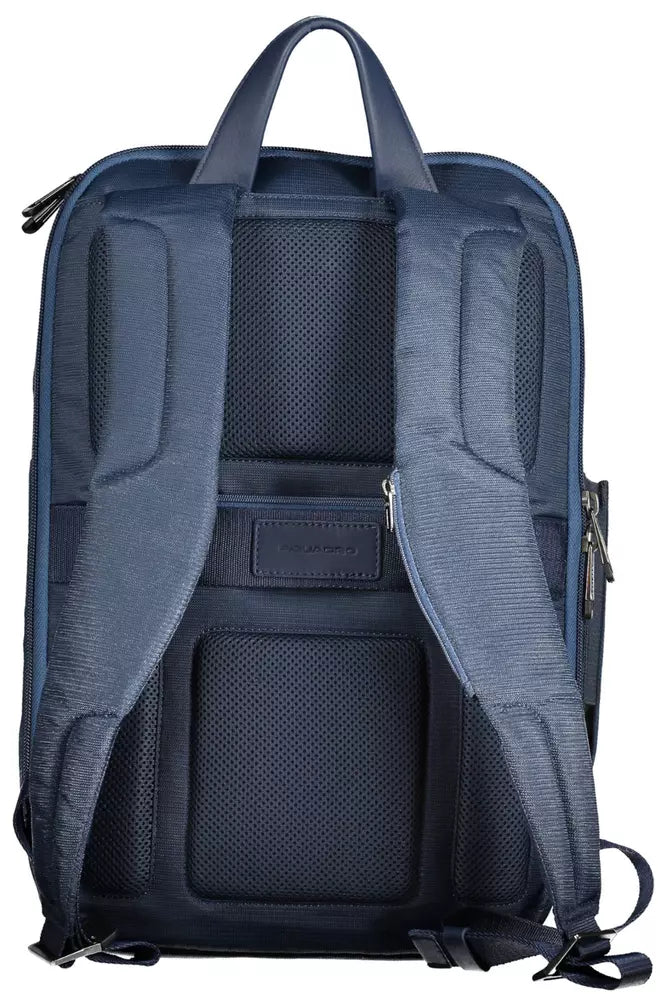 Blue Recycled Polyester Men Backpack