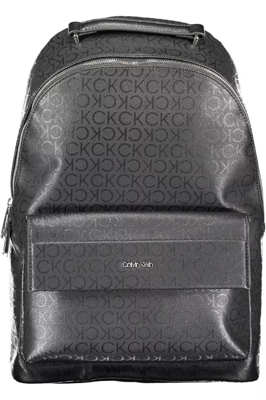 Black Polyester Men Backpack