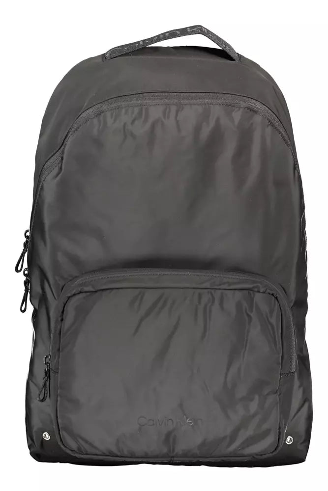 Black Polyester Men Backpack