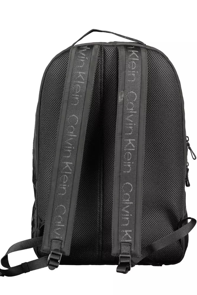 Black Polyester Men Backpack