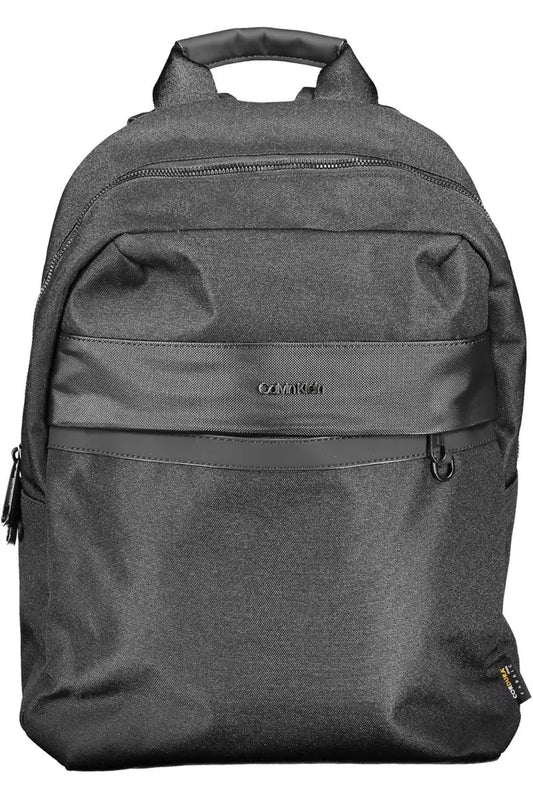 Black Polyester Men Backpack