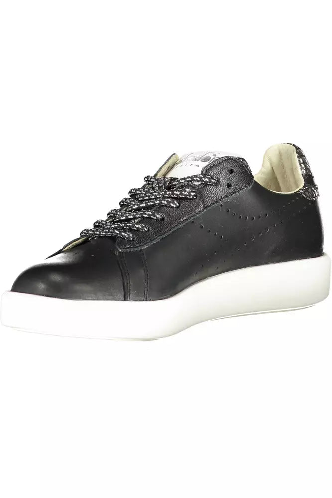 Black Leather Women Sneaker