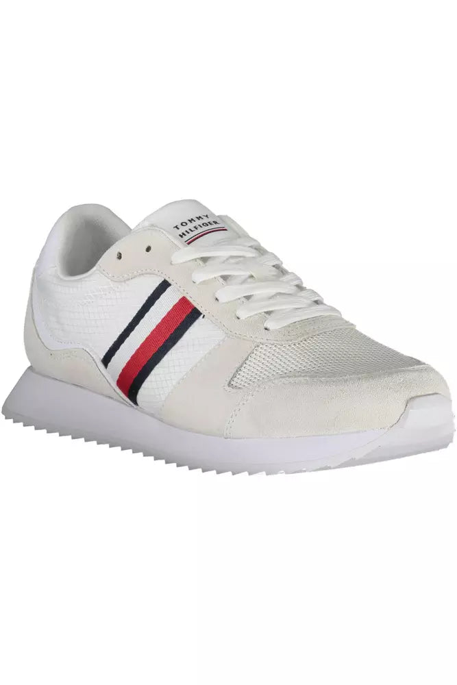 White Polyester Men Sneaker