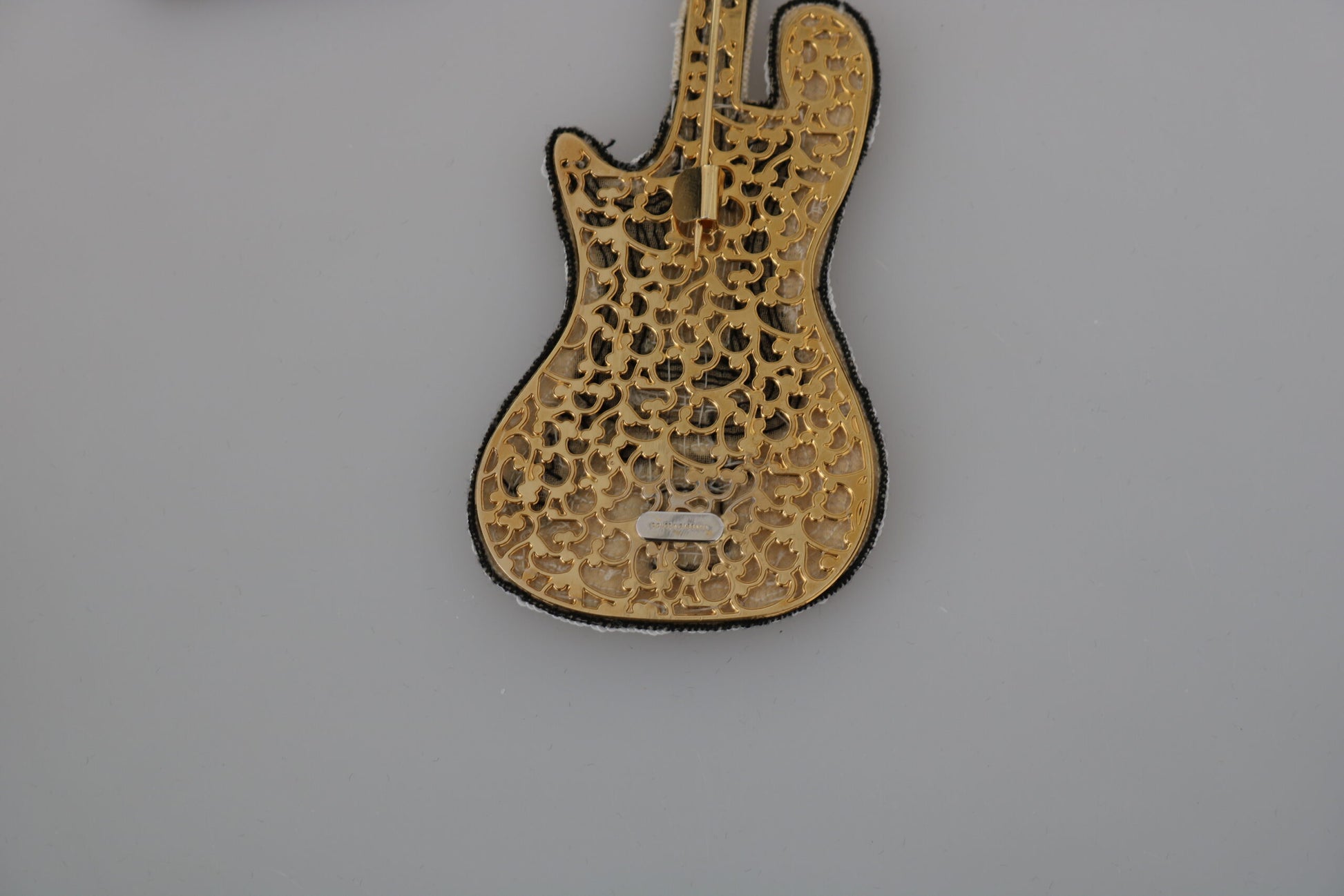 Gold Sequined Guitar Pin Brooch